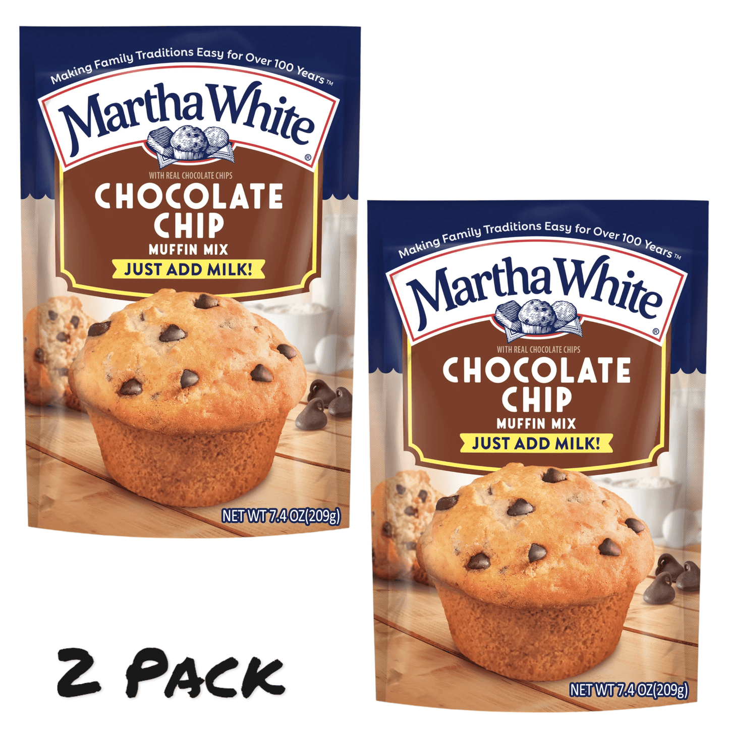 Martha White ( 2 Pack ) Martha White Chocolate Chip Muffin Mix, 74 Oz Bag Baking Mixes product image