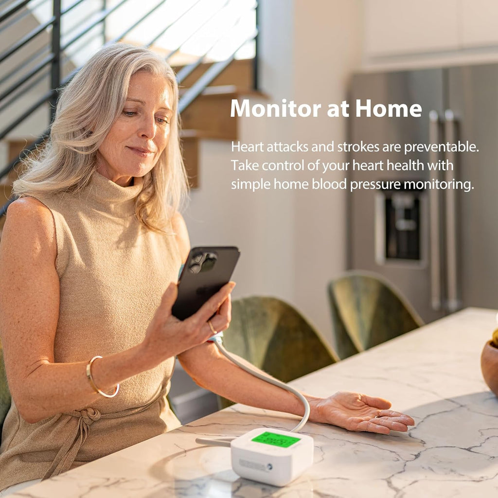 Track Smart Upper Arm Blood Pressure Monitor with Wide Range Cuff That fits Standard to Large Adult Arms, Bluetooth Compatible for iOS & Android Devices