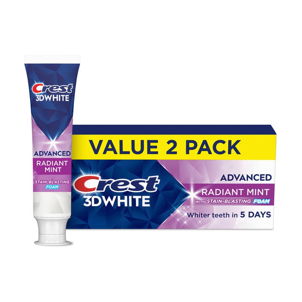 Crest 3DWhite Advanced Toothpaste, Radiant Mint, 3.3 oz, 2 Pack