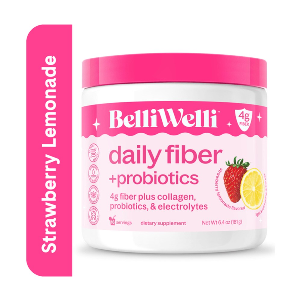 BelliWelli Strawberry Lemonade Daily Fiber + Probiotics, Dietary Supplement