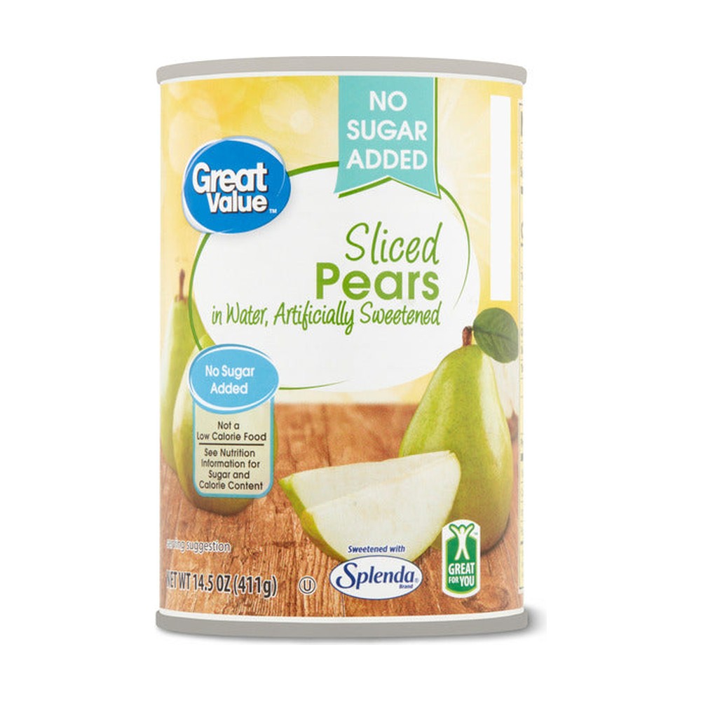 Great Value No Sugar Added Sliced Pears In Water Sweetened With Splenda