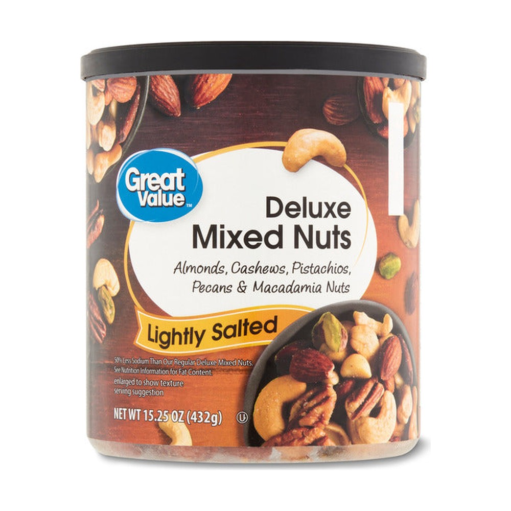 Great Value Roasted & Lightly Salted Almonds Cashews Pistachios Pecans & Macadamia Nuts Deluxe Mixed Nuts