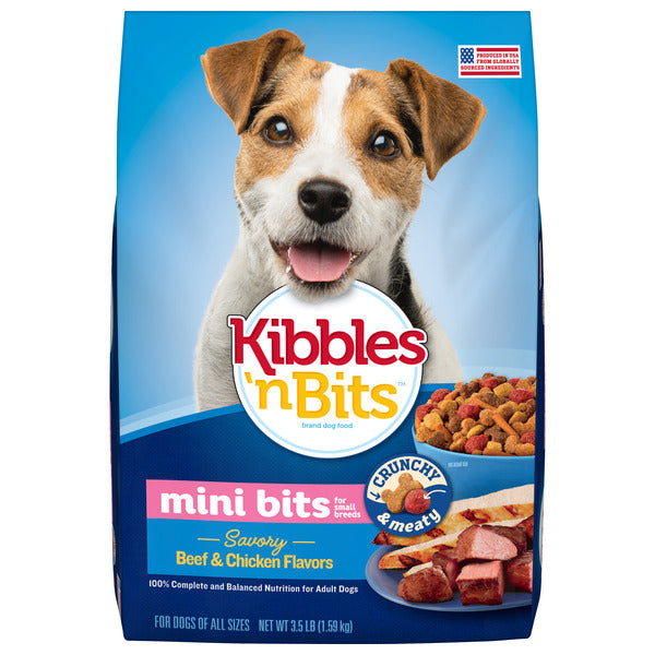 Kibbles 'n Bits Kibbles n Bits Mini Bits Small Breed Dry Dog Food Savory Beef & Chicken, 3.5 lb. Bag - Image 1