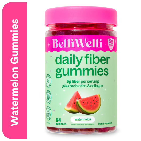 BelliWelli Watermelon Daily Fiber Gummies, Probiotics & Collagen - Image 1