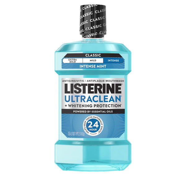 Listerine Ultraclean Intense Antiseptic Mouthwash + Whitening Protection*, Intense Mint, 1.5 L - Image 1