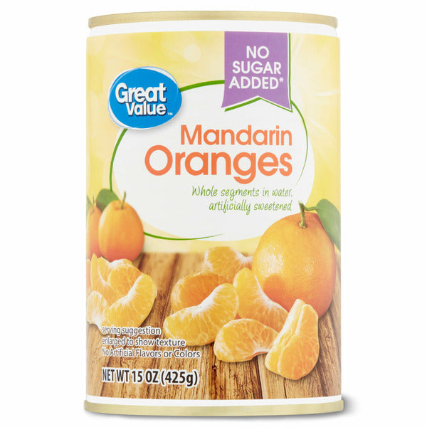 Great Value Mandarin No Sugar Added Oranges Whole Segments Packed In Water - Image 1