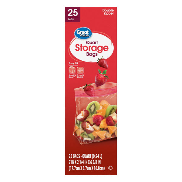 Great Value Half Gallon Double Zipper Storage Bags - Image 1