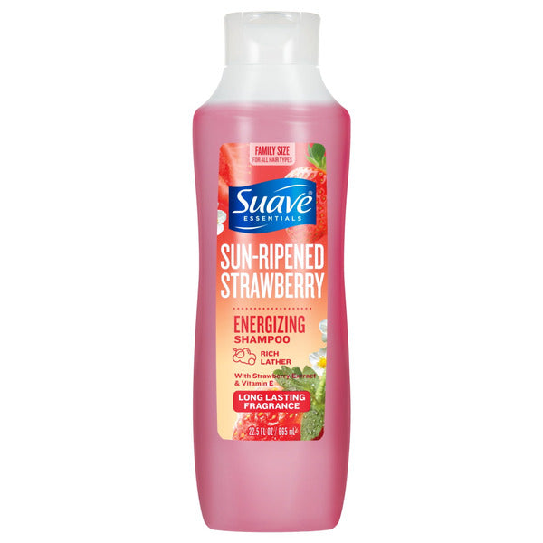 Suave Sun-Ripened Strawberry Energizing Shampoo with Strawberry Extract & Vitamin E, Cleanses, Softens & Shines For All Hair Types, 22.5 FL OZ - Image 1