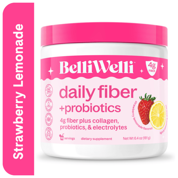 BelliWelli Strawberry Lemonade Daily Fiber + Probiotics, Dietary Supplement - Image 1