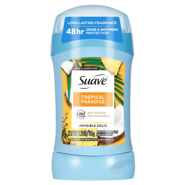 Suave Aluminum Zirconium Tetrachlorohydrex Gly Antiperspirant Deodorant Invisible Solid Tropical Paradise - Image 1