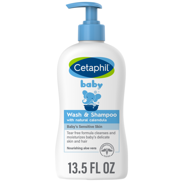 Cetaphil Baby Wash & Shampoo with Organic Calendula, Tear Free, Paraben, 13.5 oz - Image 1