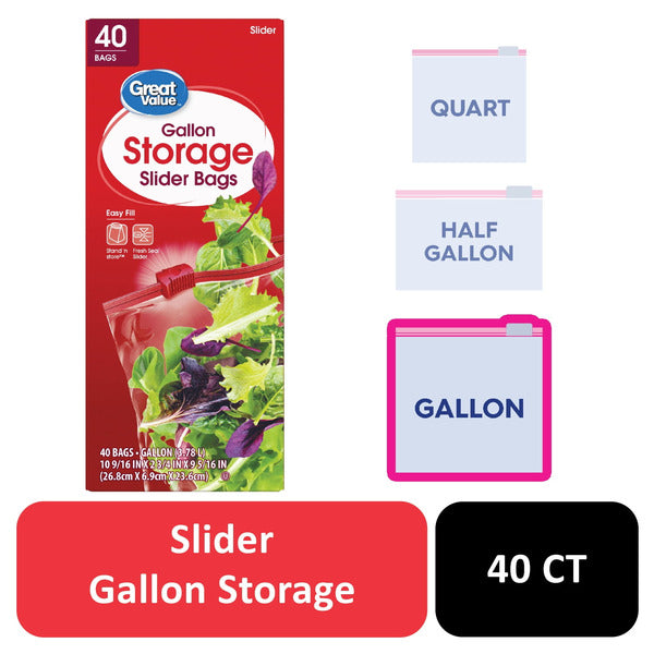 Great Value Gallon Storage Slider Zipper Bags - Image 1