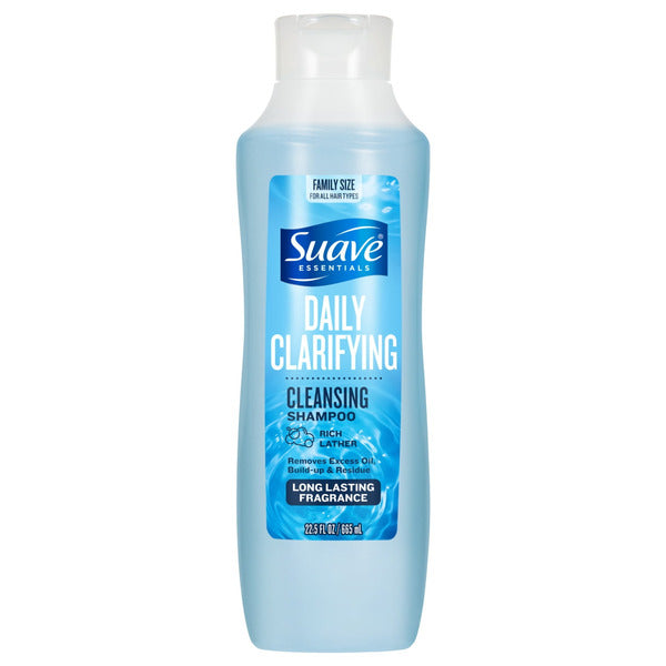 Suave Daily Clarifying Cleansing Shampoo For All Hair Types, Deep Cleanses & Removes Buildup, pH Balanced & Hypoallergenic, 22.5 FL OZ - Image 1
