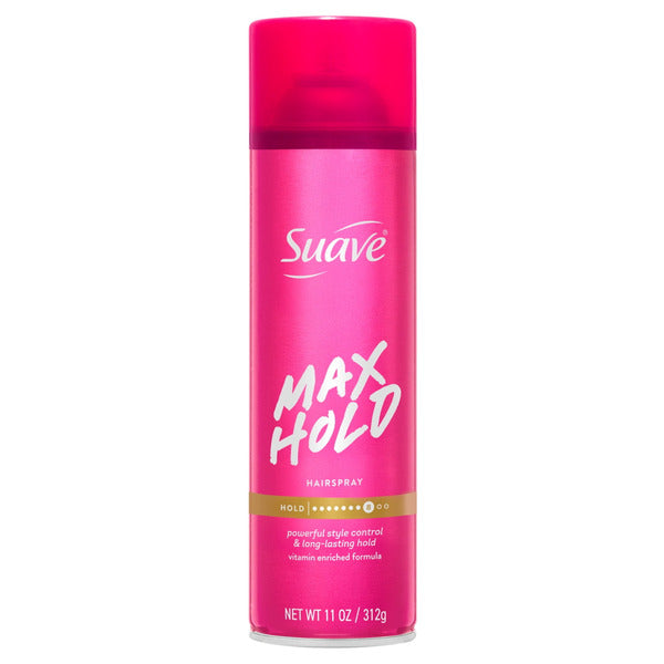 Suave Max Hold Aerosol Hairspray, Strong, Long-Lasting Hold, Lightweight, Scented, All Hair Types, 11 OZ - Image 1