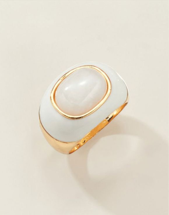 White Quartz Enamel Ring 2 White Quartz Enamel Ring - Image 2