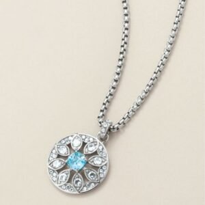 Forever Daisy Stainless Steel Aqua CZ Necklace