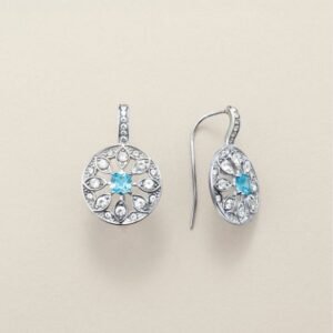 Forever Daisy Stainless Steel Aqua CZ Earrings