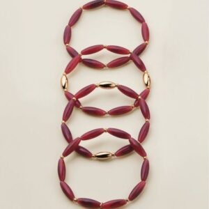 Crimson Aurora Multi-Row Beaded Bracelet Set