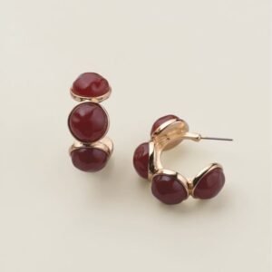 Crimson Aurora Bead Hoop Earrings