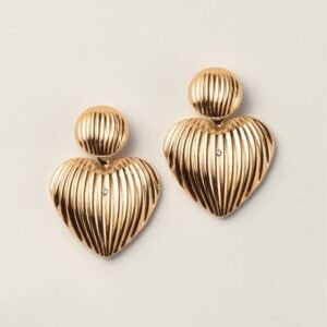 Rippled Heart Statement Earrings