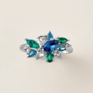 Luxe Blue Flora Ring