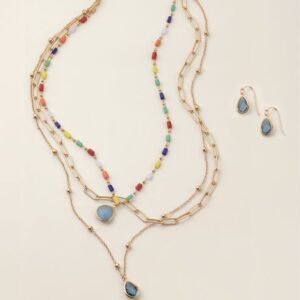 Color Cascade Layered Necklace and Earring Set