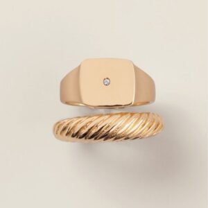 Goldtone Signet Ring Set