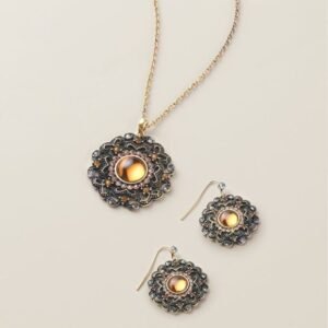 Gilded Filigree Necklace and Earring Set
